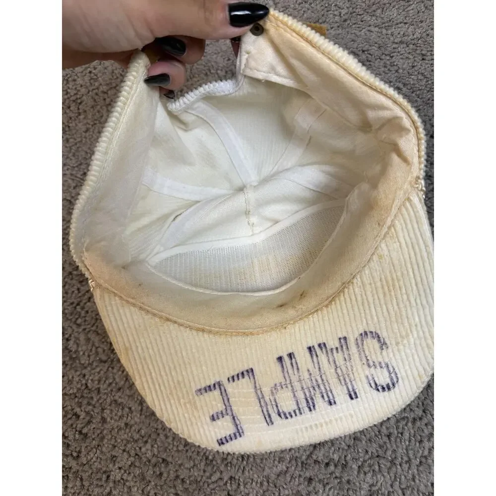 VTG Cap Strap Back Mens One Size White Corduroy NASCAR Racing
